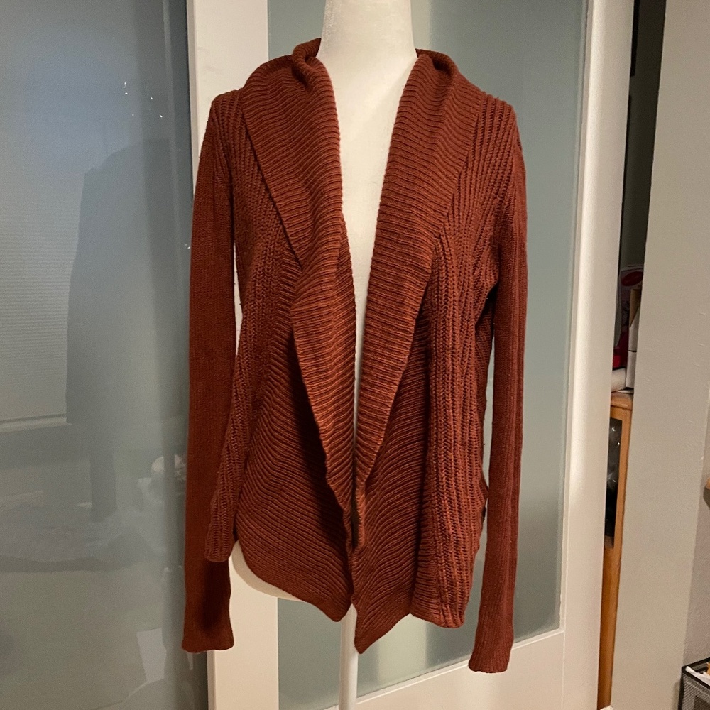 Rust colored cowl neck cardigan